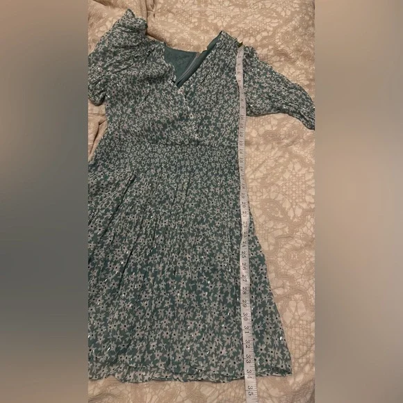 Rebecca Taylor Teal Floral Long Sleeve Dress - Picture 6 of 8